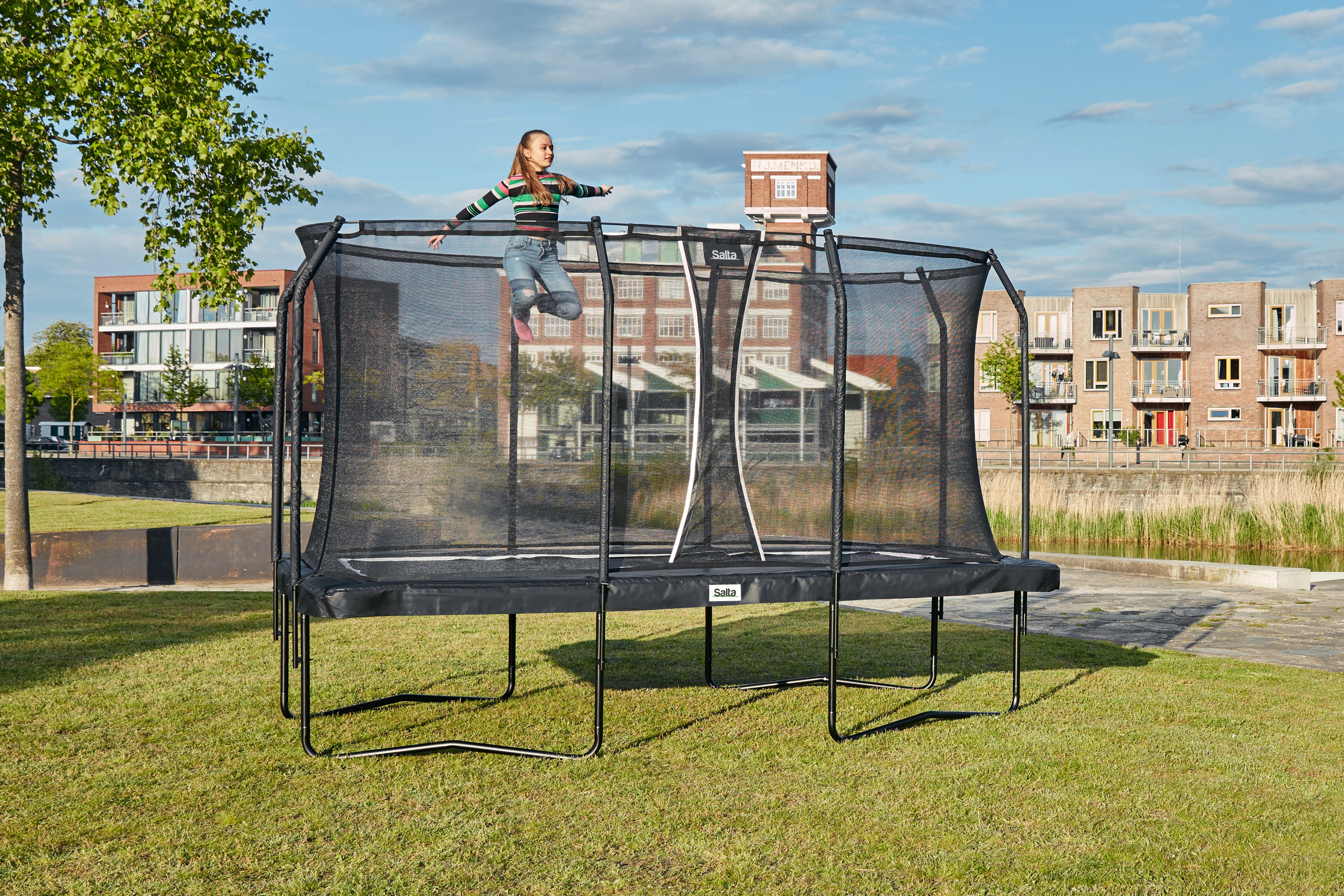 Salta Trampolin Premium Black Edition mit Sicherheitsnetz rechteckig